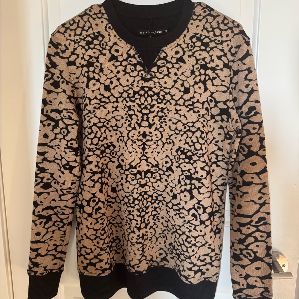 Rag & Bone Black and Tan Crewneck Sweater (Size XXS)